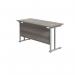 Jemini Rectangular Cantilever Desk 1200x600x730mm Grey OakSilver KF806219 KF806219