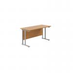 Jemini Rectangular Cantilever Desk 1200x600x730mm Nova Oak/Silver KF806226 KF806226