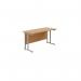 Jemini Rectangular Cantilever Desk 1200x600x730mm Nova Oak/Silver KF806226 KF806226