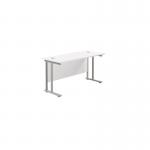 Jemini Rectangular Cantilever Desk 1200x600x730mm White/Silver KF806233 KF806233