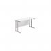 Jemini Rectangular Cantilever Desk 1200x600x730mm White/Silver KF806233 KF806233