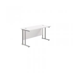 Jemini Rectangular Cantilever Desk 1200x600x730mm WhiteSilver KF806233 KF806233