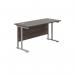 Jemini Rectangular Cantilever Desk 1200x600x730mm Dark WalnutSilver KF806257 KF806257