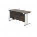 Jemini Rectangular Cantilever Desk 1200x600x730mm Dark WalnutSilver KF806257 KF806257