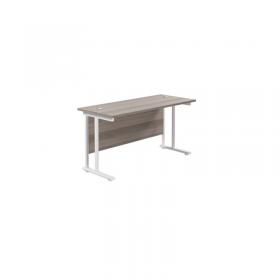 Jemini Rectangular Cantilever Desk 1200x600x730mm Grey Oak/White KF806271 KF806271