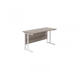 VOW Jemini Rectangular Cantilever Desk 1200x600x730mm Grey OakWhite KF806271 KF806271