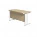 Jemini Rectangular Cantilever Desk 1200x600x730mm Maple/White KF806301 KF806301