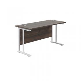 Jemini Rectangular Cantilever Desk 1200x600x730mm Dark Walnut/White KF806318 KF806318