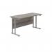 Jemini Rectangular Cantilever Desk 1400x600x730mm Grey Oak/Silver KF806332 KF806332