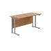 Jemini Rectangular Cantilever Desk 1400x600x730mm Nova Oak/Silver KF806349 KF806349