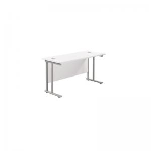 VOW Jemini Rectangular Cantilever Desk 1400x600x730mm WhiteSilver