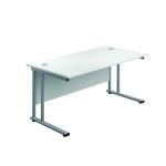 Jemini Rectangular Cantilever Desk 1400x600x730mm White/Silver KF806356 KF806356