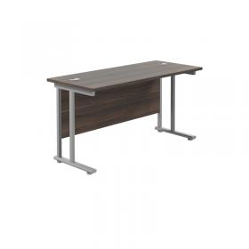 Jemini Rectangular Cantilever Desk 1400x600x730mm Dark WalnutSilver KF806370 KF806370