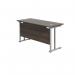 Jemini Rectangular Cantilever Desk 1400x600x730mm Dark WalnutSilver KF806370 KF806370