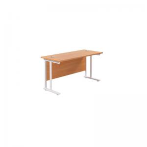 VOW Jemini Rectangular Cantilever Desk 1400x600x730mm BeechWhite