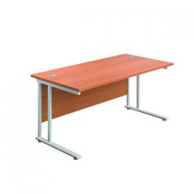 Jemini Rectangular Cantilever Desk 1400x600x730mm Beech/White KF806387 KF806387