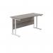 Jemini Rectangular Cantilever Desk 1400x600x730mm Grey Oak/White KF806394 KF806394