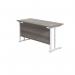 Jemini Rectangular Cantilever Desk 1400x600x730mm Grey Oak/White KF806394 KF806394