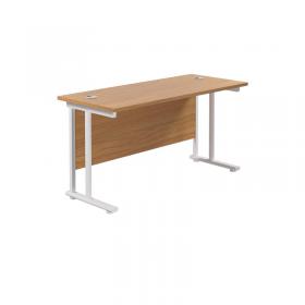 VOW Jemini Rectangular Cantilever Desk 1400x600x730mm Nova OakWhite KF806400 KF806400