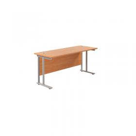 Jemini Rectangular Cantilever Desk 1600x600x730mm Beech/Silver KF806448 KF806448