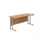 Jemini Rectangular Cantilever Desk 1600x600x730mm Nova Oak/Silver KF806462 KF806462