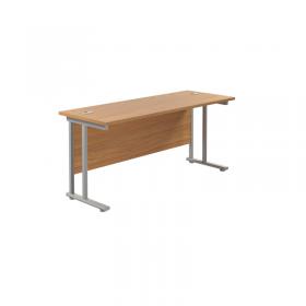 VOW Jemini Rectangular Cantilever Desk 1600x600x730mm Nova OakSilver KF806462 KF806462