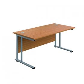 Jemini Rectangular Cantilever Desk 1600x600x730mm Nova Oak/Silver KF806462 KF806462