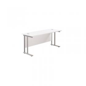 Jemini Rectangular Cantilever Desk 1600x600x730mm White/Silver KF806479 KF806479