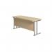 Jemini Rectangular Cantilever Desk 1600x600x730mm Maple/Silver KF806486 KF806486