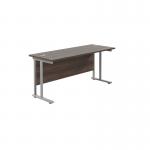 Jemini Rectangular Cantilever Desk 1600x600x730mm Dark Walnut/Silver KF806493 KF806493