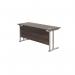 Jemini Rectangular Cantilever Desk 1600x600x730mm Dark Walnut/Silver KF806493 KF806493