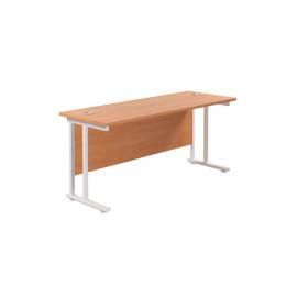 Jemini Rectangular Cantilever Desk 1600x600x730mm Beech/White KF806509 KF806509