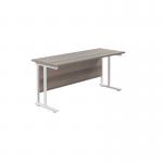 Jemini Rectangular Cantilever Desk 1600x600x730mm Grey Oak/White KF806516 KF806516