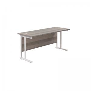 VOW Jemini Rectangular Cantilever Desk 1600x600x730mm Grey OakWhite