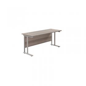VOW Jemini Rectangular Cantilever Desk 1800x600x730mm Grey OakSilver KF806578 KF806578