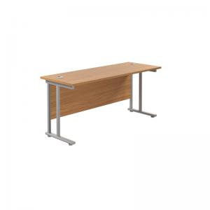 VOW Jemini Rectangular Cantilever Desk 1800x600x730mm Nova OakSilver