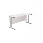 Jemini Rectangular Cantilever Desk 1800x600x730mm White/Silver KF806592 KF806592