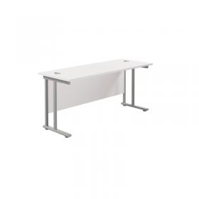 Jemini Rectangular Cantilever Desk 1800x600x730mm White/Silver KF806592 KF806592