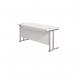 Jemini Rectangular Cantilever Desk 1800x600x730mm White/Silver KF806592 KF806592