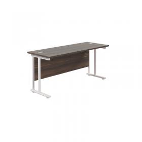 Jemini Rectangular Cantilever Desk 1800x600x730mm Dark Walnut/White KF806677 KF806677