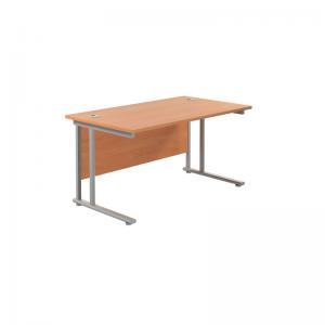 VOW Jemini Rectangular Cantilever Desk 1200x800x730mm BeechSilver