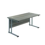 Jemini Rectangular Cantilever Desk 1200x800x730mm Grey Oak/Silver KF806813 KF806813