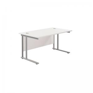 VOW Jemini Rectangular Cantilever Desk 1200x800x730mm WhiteSilver