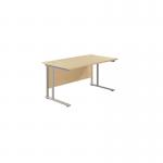 Jemini Rectangular Cantilever Desk 1200x800x730mm Maple/Silver KF806844 KF806844