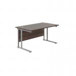 Jemini Rectangular Cantilever Desk 1200x800x730mm Dark Walnut/Silver KF806851 KF806851