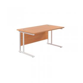 Jemini Rectangular Cantilever Desk 1200x800x730mm Beech/White KF806868 KF806868