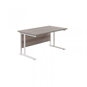 Jemini Rectangular Cantilever Desk 1200x800x730mm Grey Oak/White KF806875 KF806875