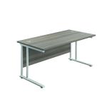 Jemini Rectangular Cantilever Desk 1200x800x730mm Grey Oak/White KF806875 KF806875