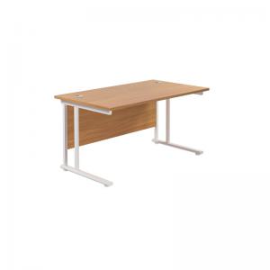 VOW Jemini Rectangular Cantilever Desk 1200x800x730mm Nova OakWhite