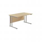 Jemini Rectangular Cantilever Desk 1400x800x730mm Maple/Silver KF806967 KF806967